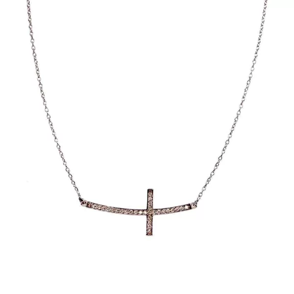 sideways cross diamond necklace