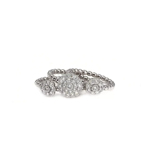 stackable flower rings diamond clusters 18k gold