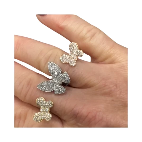 triple butterfly diamond ring ring