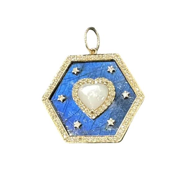 cabachon pearl and diamond celestial heart pendant charms and pendants